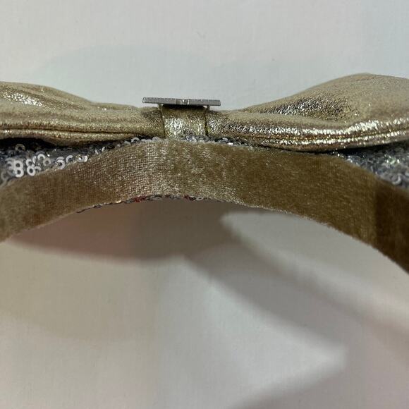 Disney Parks Minnie Ears Silver Sequins Headband with Gold Bow Diamond Castle‎ - Picture 4 of 13